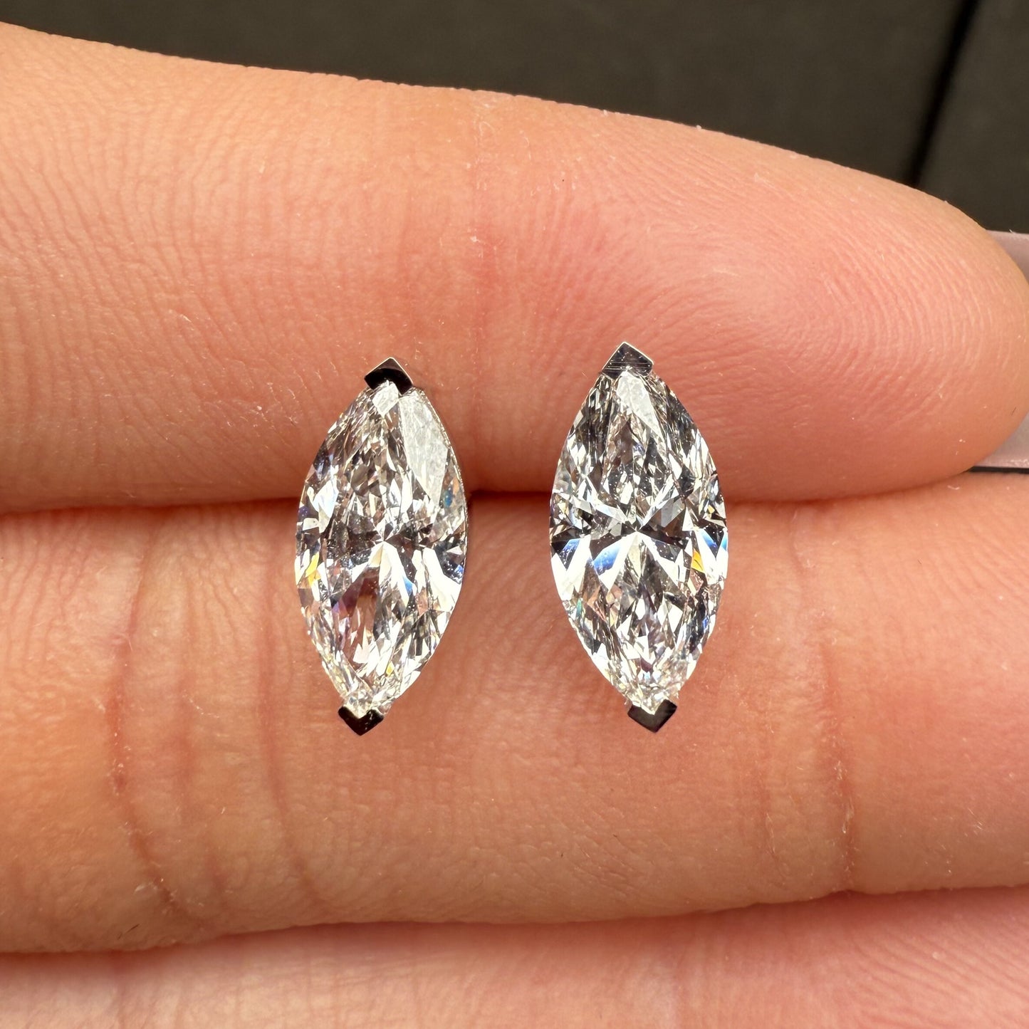 Pirmiana Cutomiezd 18K White Gold 1ct Marquise Shape Lab Grown Diamond for Women Wedding Proposal earrings