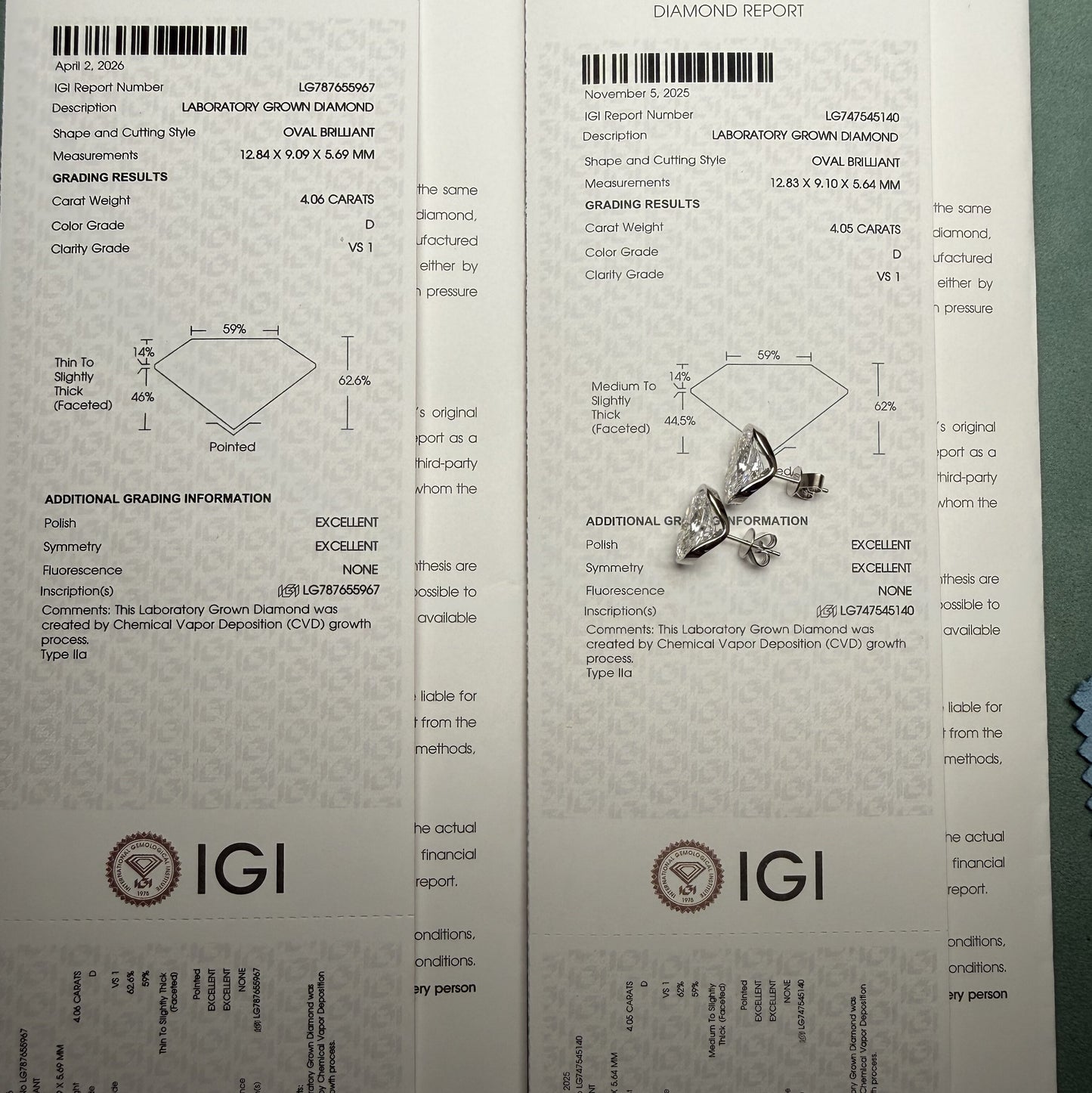 Pirmiana Custom Design 18K White Gold Earrings for Women 4ct Each CVD Lab Grown Diamond Jewelry