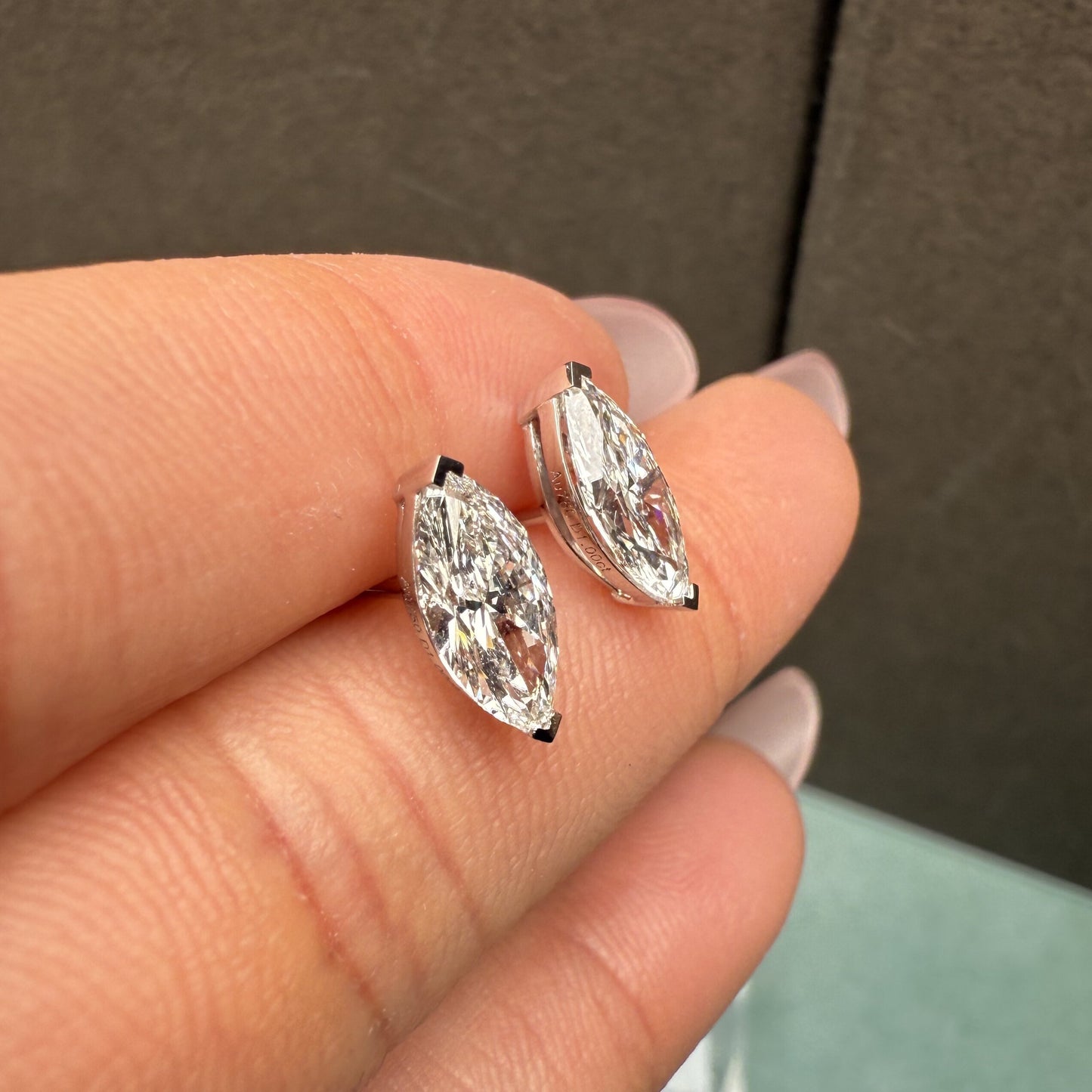 Pirmiana Cutomiezd 18K White Gold 1ct Marquise Shape Lab Grown Diamond for Women Wedding Proposal earrings