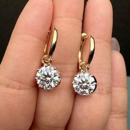 Pirmiana Custom Design 14K Yellow Gold Earrings for Women 2ct CVD Lab Grown Diamond Jewelry