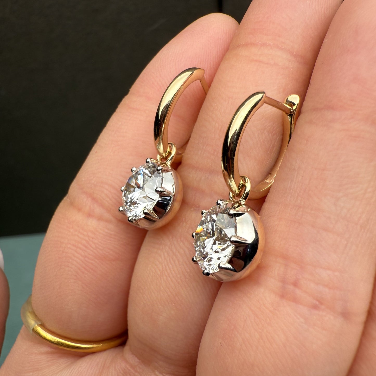 Pirmiana Custom Design 14K Yellow Gold Earrings for Women 2ct CVD Lab Grown Diamond Jewelry