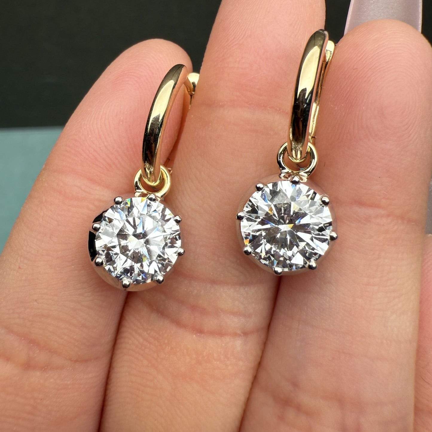 Pirmiana Custom Design 14K Yellow Gold Earrings for Women 2ct CVD Lab Grown Diamond Jewelry