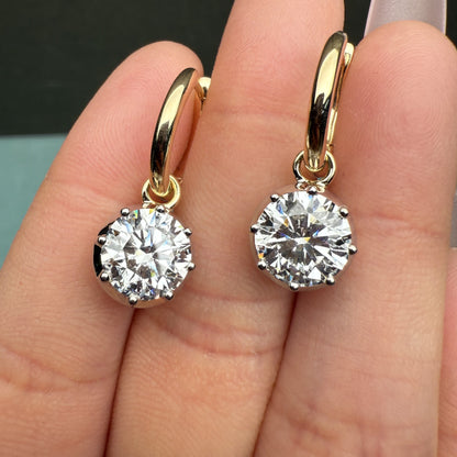 Pirmiana Custom Design 14K Yellow Gold Earrings for Women 2ct CVD Lab Grown Diamond Jewelry