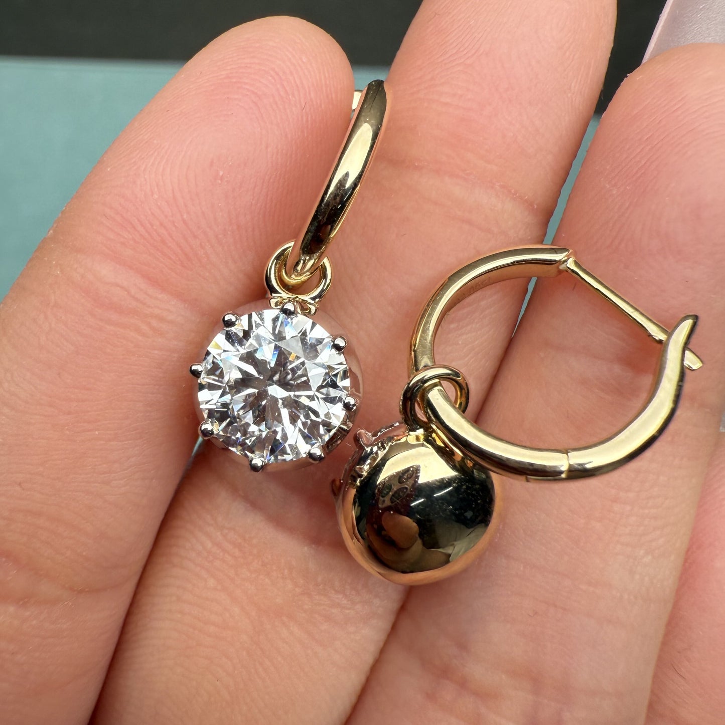 Pirmiana Custom Design 14K Yellow Gold Earrings for Women 2ct CVD Lab Grown Diamond Jewelry