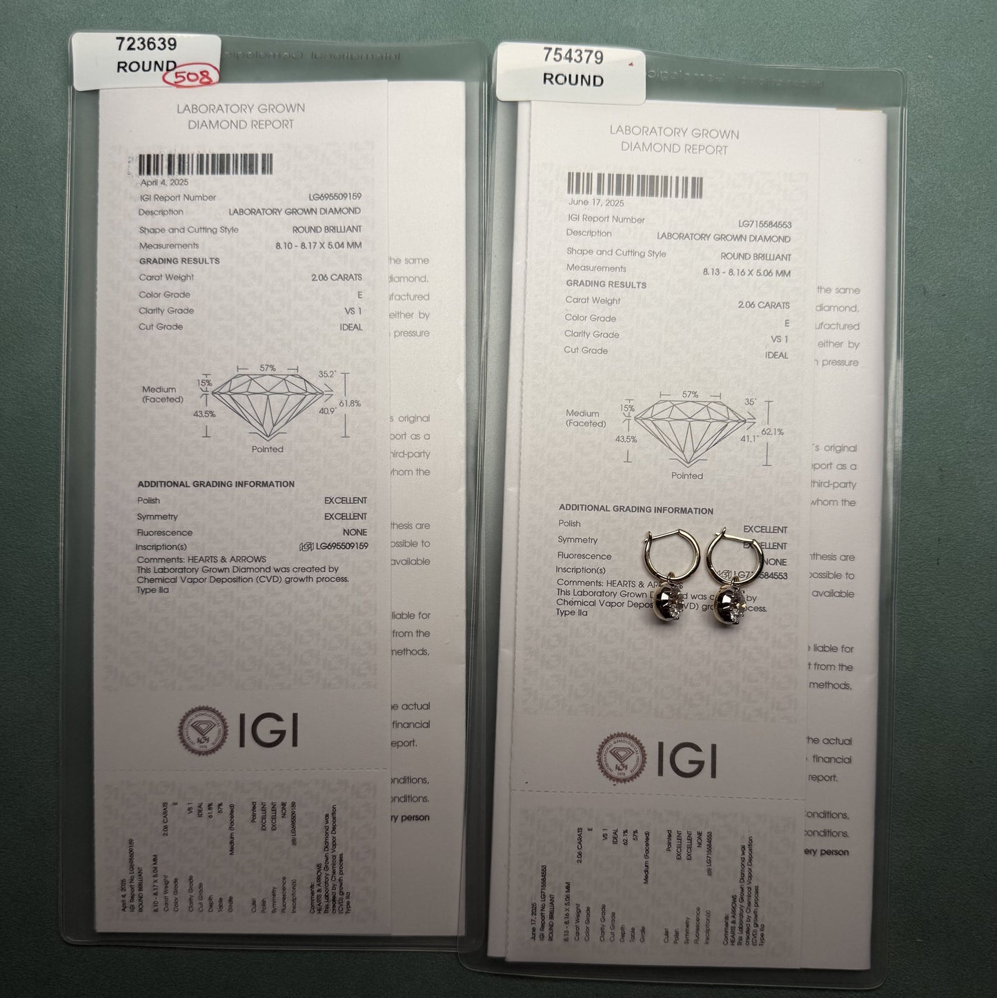 Pirmiana Custom Design 14K Yellow Gold Earrings for Women 2ct CVD Lab Grown Diamond Jewelry