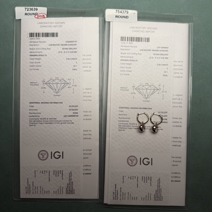 Pirmiana Custom Design 14K Yellow Gold Earrings for Women 2ct CVD Lab Grown Diamond Jewelry