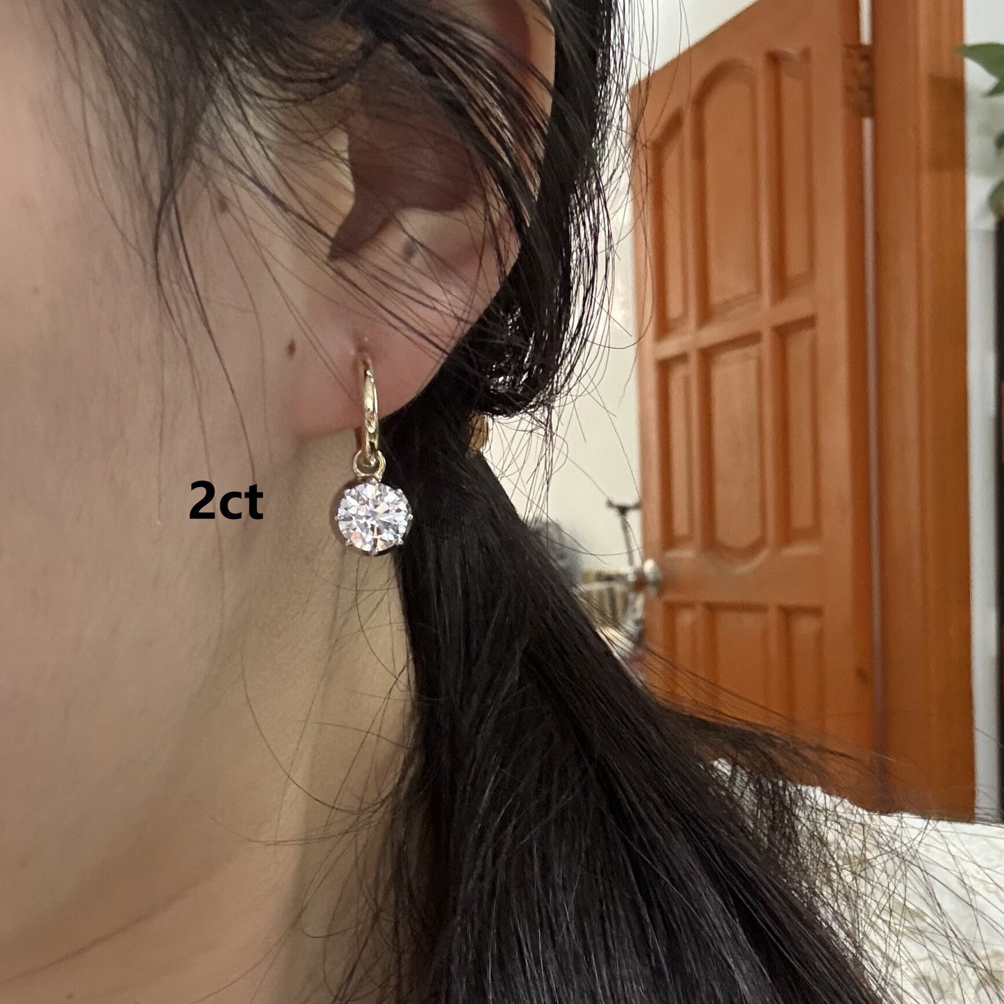 Pirmiana Custom Design 14K Yellow Gold Earrings for Women 2ct CVD Lab Grown Diamond Jewelry