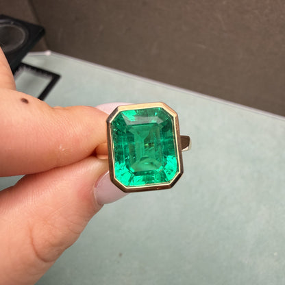 Pirmiana Hot Sale Classic Design Lab Grown Emerald 18k Gold Rings 10X12MM 5.6ct Lab Grown Emerald Girlfriend Gift