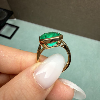 Pirmiana Hot Sale Classic Design Lab Grown Emerald 18k Gold Rings 10X12MM 5.6ct Lab Grown Emerald Girlfriend Gift