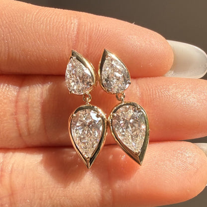 Pirmiana Custom Design 14K Yellow Gold 1ct Center stone Earrings for Women Lab Grown Diamond Jewelry
