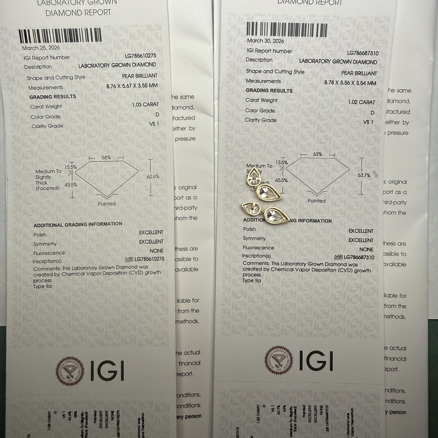 Pirmiana Custom Design 14K Yellow Gold 1ct Center stone Earrings for Women Lab Grown Diamond Jewelry