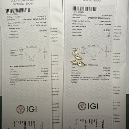 Pirmiana Custom Design 14K Yellow Gold 1ct Center stone Earrings for Women Lab Grown Diamond Jewelry