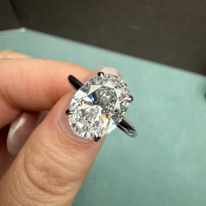 Pirmiana Jewelry Customized Platinum 2.8ct Oval Shape Lab Grown Diamond Engagement Wedding Band Rings for Women