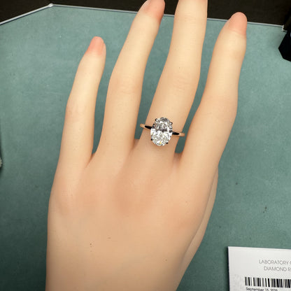 Pirmiana Jewelry Customized Platinum 2.8ct Oval Shape Lab Grown Diamond Engagement Wedding Band Rings for Women