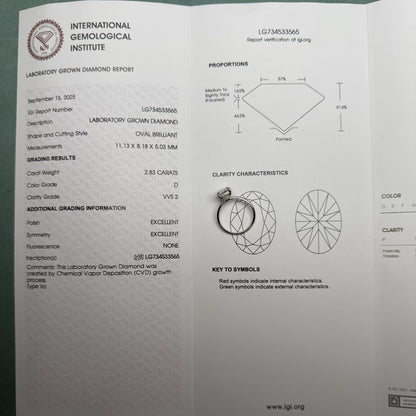 Pirmiana Jewelry Customized Platinum 2.8ct Oval Shape Lab Grown Diamond Engagement Wedding Band Rings for Women