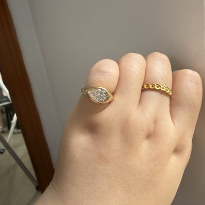 Pirmiana Jewelry Customized 14k Yellow Gold 1.5ct pear shape Lab Grown Diamond Rings Engagement Wedding Band Rings for Women Fine Jewelry