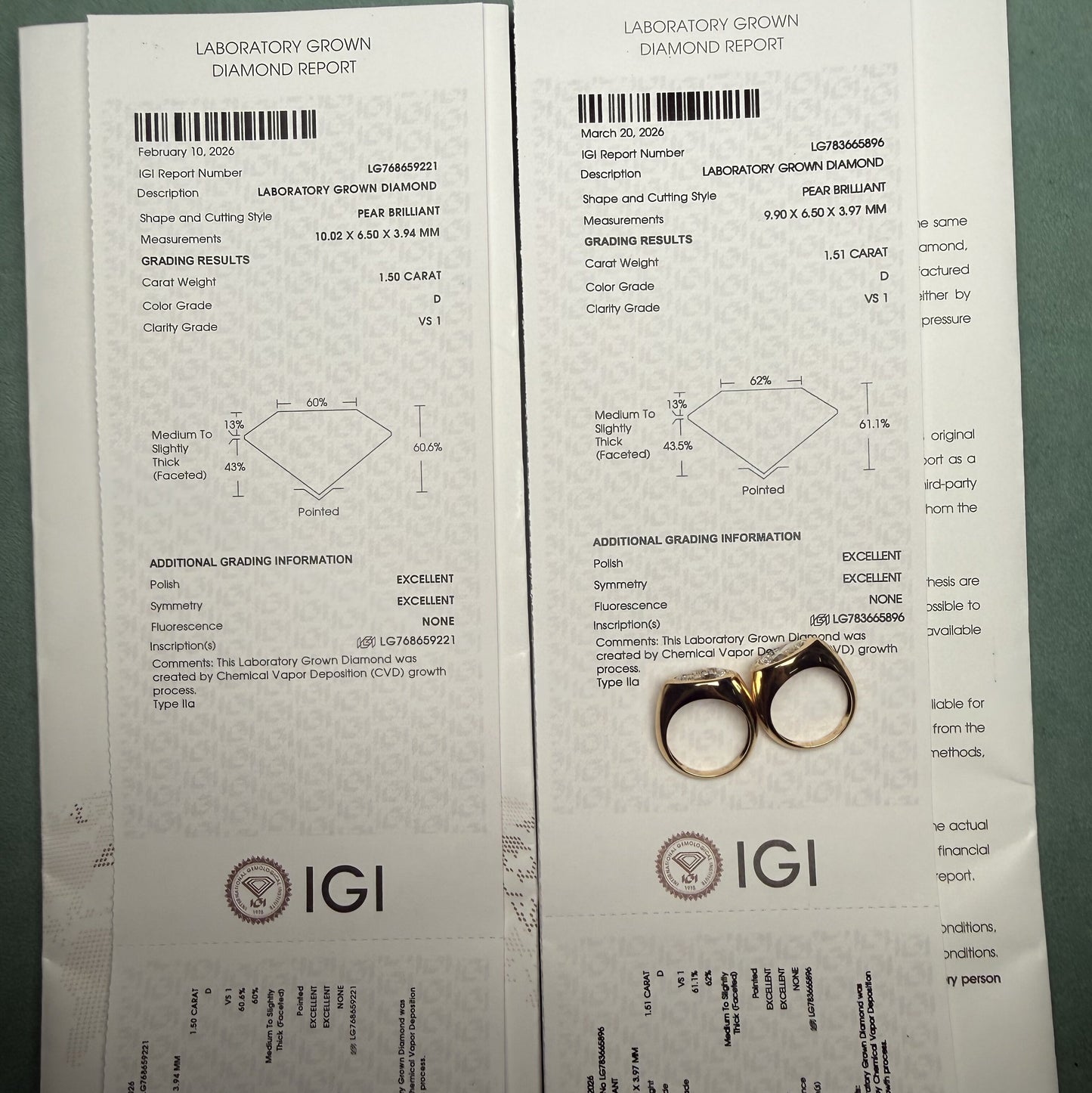 Pirmiana Jewelry Customized 14k Yellow Gold 1.5ct pear shape Lab Grown Diamond Rings Engagement Wedding Band Rings for Women Fine Jewelry