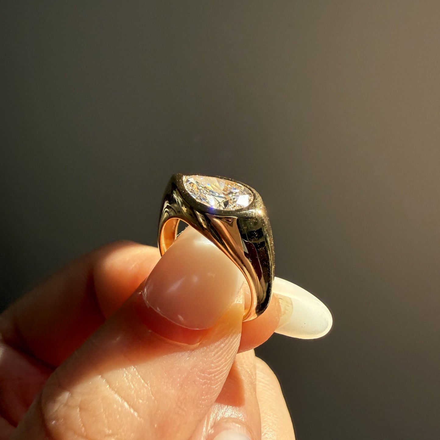 Pirmiana Jewelry Customized 14k Yellow Gold 1.5ct pear shape Lab Grown Diamond Rings Engagement Wedding Band Rings for Women Fine Jewelry
