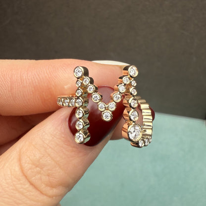 Pirmiana Jewelry Customized 14k Yellow Gold Letter Ring Lab Grown Diamond Engagement Wedding Band Rings for Women Fine Jewelry