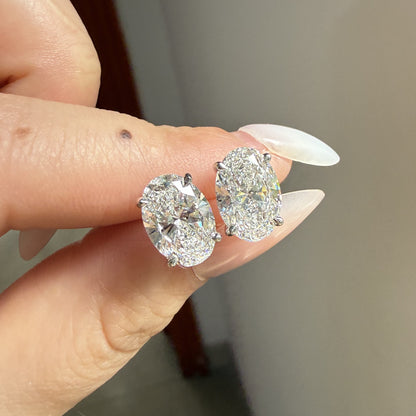Pirmiana Custom Design 18K White Gold Earrings for Women 2ct Each Oval Shape CVD Lab Grown Diamond Jewelry