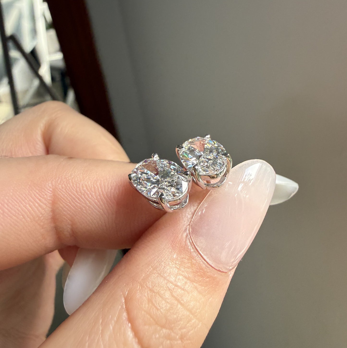 Pirmiana Custom Design 18K White Gold Earrings for Women 2ct Each Oval Shape CVD Lab Grown Diamond Jewelry