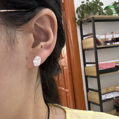 Pirmiana Custom Design 18K White Gold Earrings for Women 2ct Each Oval Shape CVD Lab Grown Diamond Jewelry