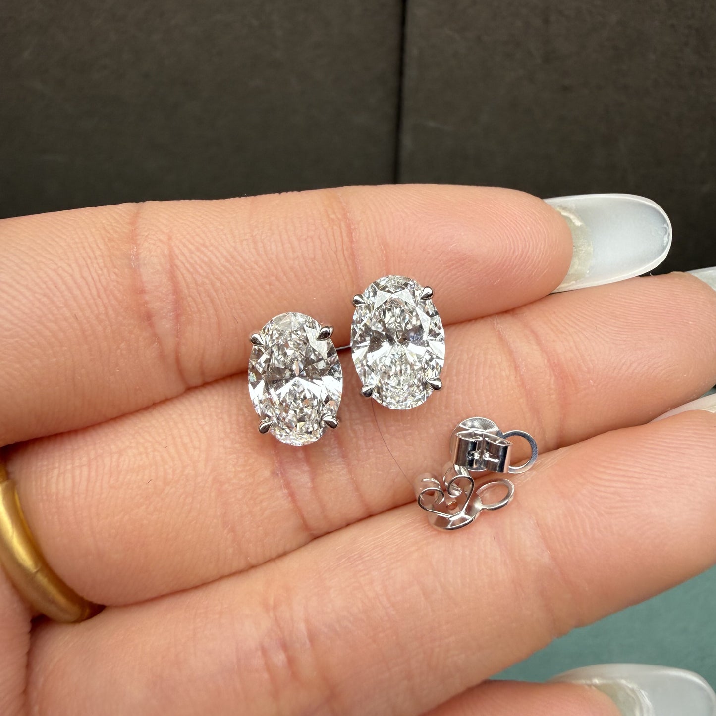 Pirmiana Custom Design 18K White Gold Earrings for Women 2ct Each Oval Shape CVD Lab Grown Diamond Jewelry