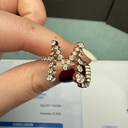 Pirmiana Jewelry Customized 14k Yellow Gold Letter Ring Lab Grown Diamond Engagement Wedding Band Rings for Women Fine Jewelry