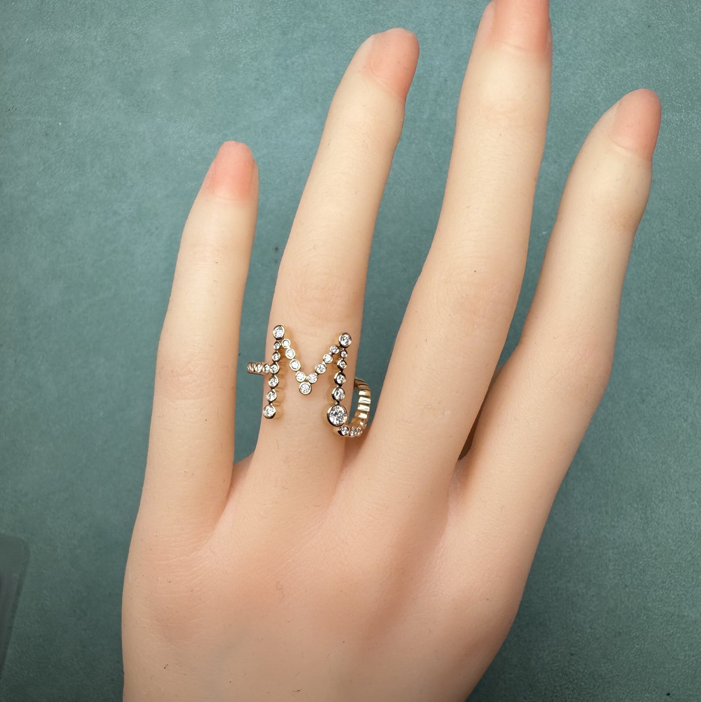 Pirmiana Jewelry Customized 14k Yellow Gold Letter Ring Lab Grown Diamond Engagement Wedding Band Rings for Women Fine Jewelry