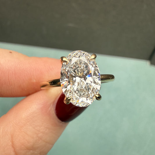 Pirmiana Jewelry Customized 18k Yellow Gold 2ct oval shape Lab Grown Diamond Engagement Wedding Band Rings for Women