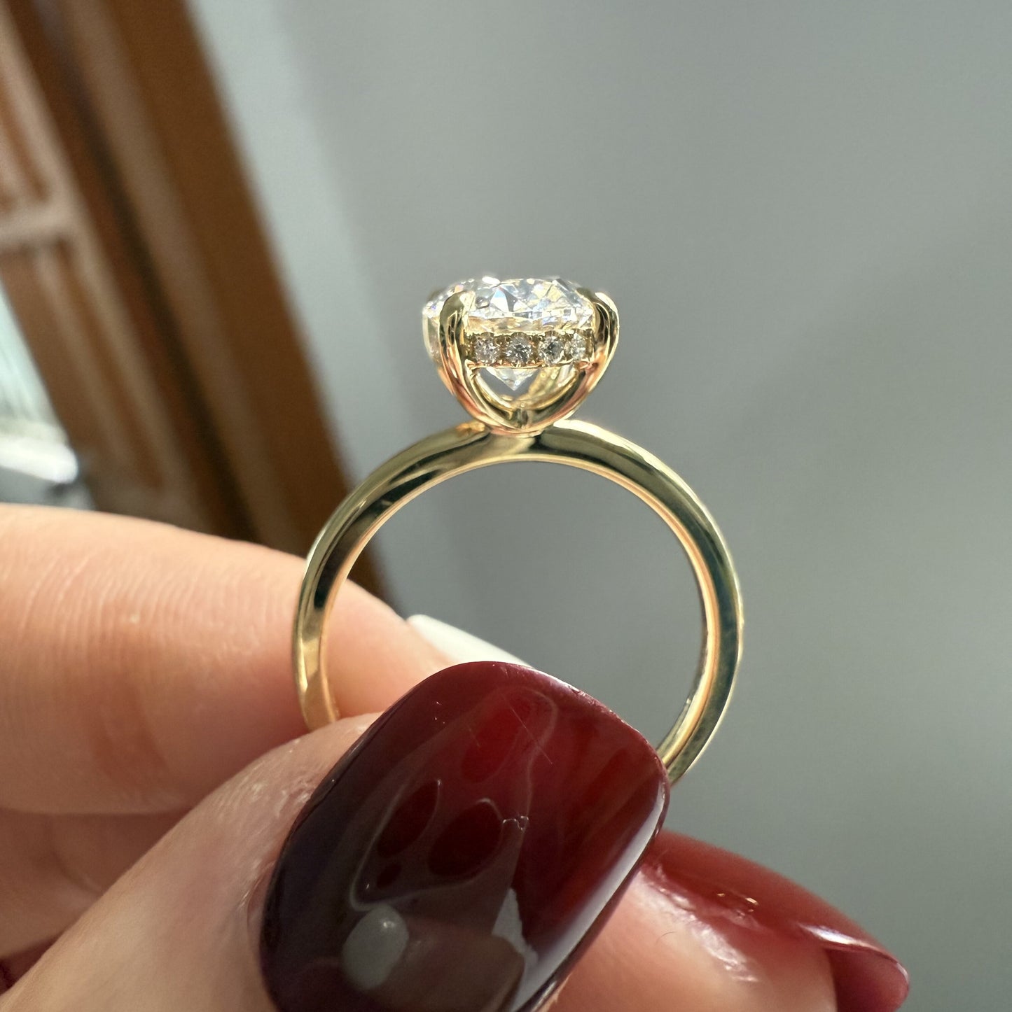 Pirmiana Jewelry Customized 18k Yellow Gold 2ct oval shape Lab Grown Diamond Engagement Wedding Band Rings for Women