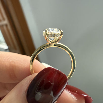 Pirmiana Jewelry Customized 18k Yellow Gold 2ct oval shape Lab Grown Diamond Engagement Wedding Band Rings for Women