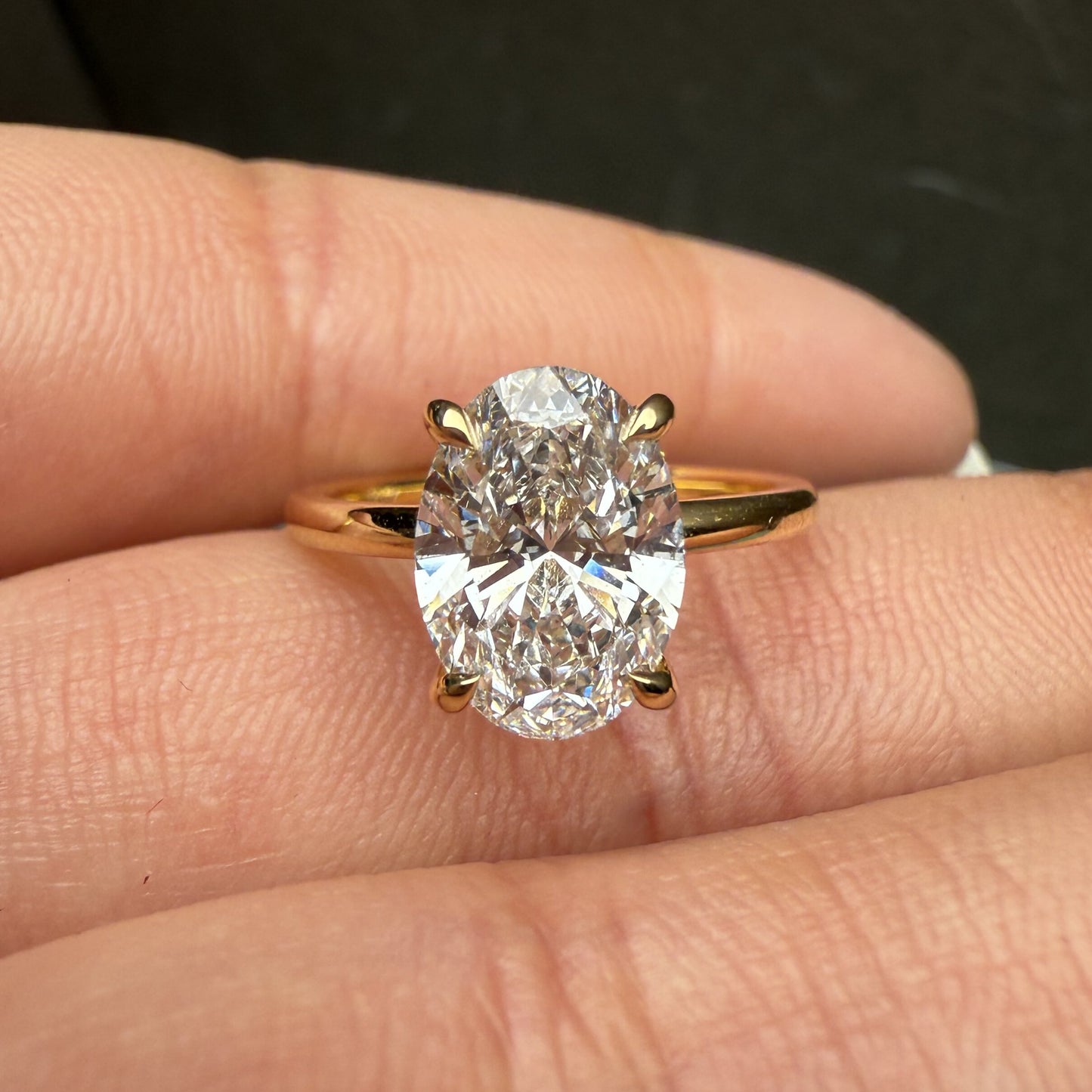 Pirmiana Jewelry Customized 18k Yellow Gold 2ct oval shape Lab Grown Diamond Engagement Wedding Band Rings for Women