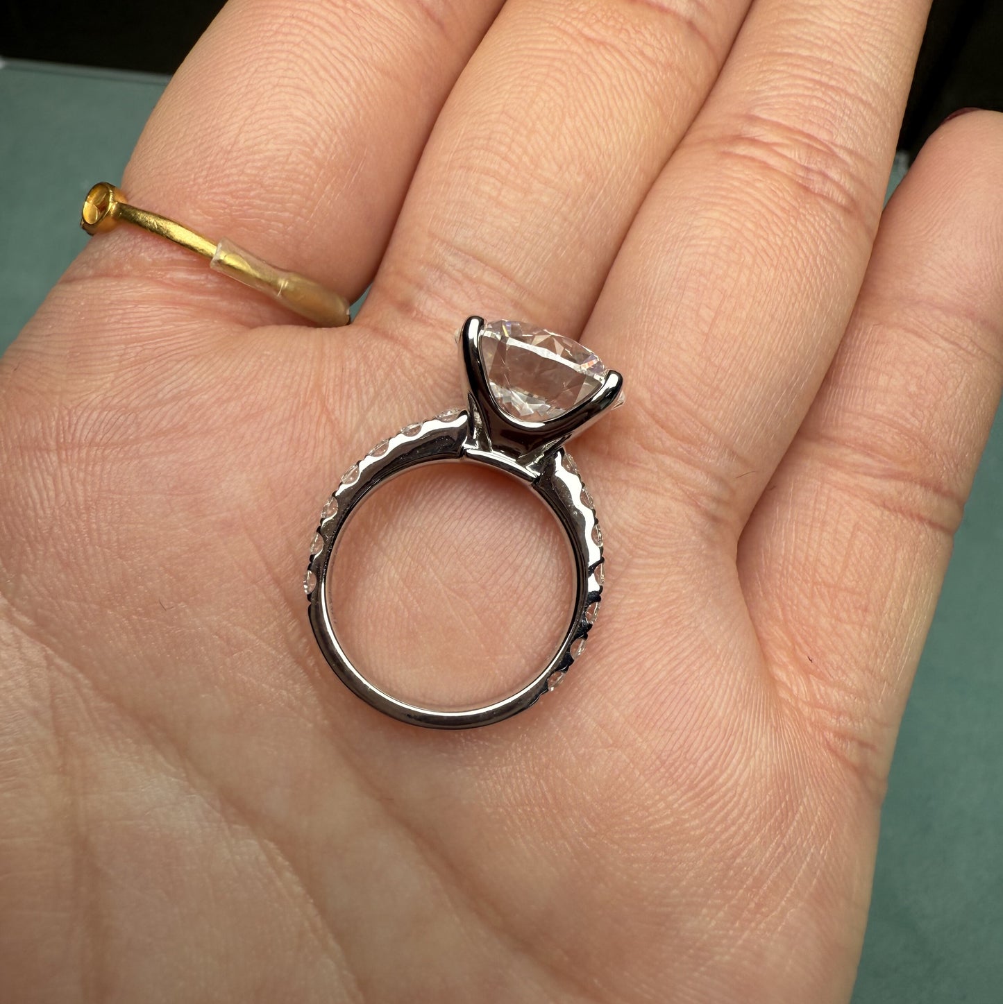 Pirmiana Jewelry Customized 14k White Gold 4ct Round shape Lab Grown Diamond Engagement Wedding Band Rings for Women