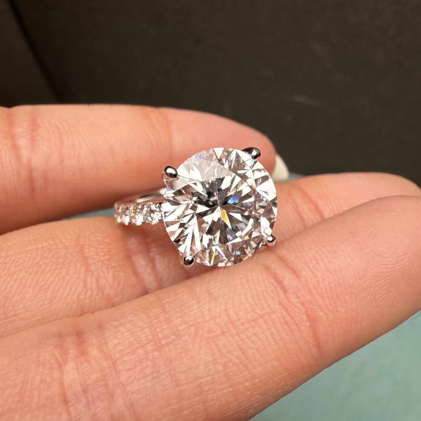 Pirmiana Jewelry Customized 14k White Gold 4ct Round shape Lab Grown Diamond Engagement Wedding Band Rings for Women