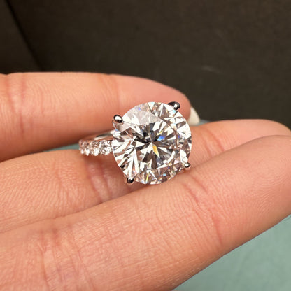 Pirmiana Jewelry Customized 14k White Gold 4ct Round shape Lab Grown Diamond Engagement Wedding Band Rings for Women