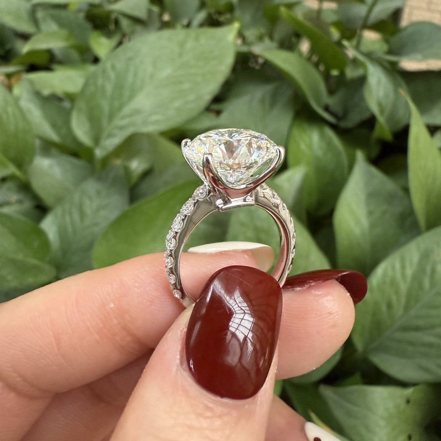 Pirmiana Jewelry Customized 14k White Gold 4ct Round shape Lab Grown Diamond Engagement Wedding Band Rings for Women