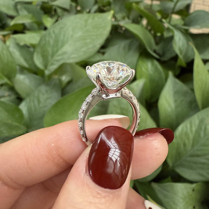 Pirmiana Jewelry Customized 14k White Gold 4ct Round shape Lab Grown Diamond Engagement Wedding Band Rings for Women