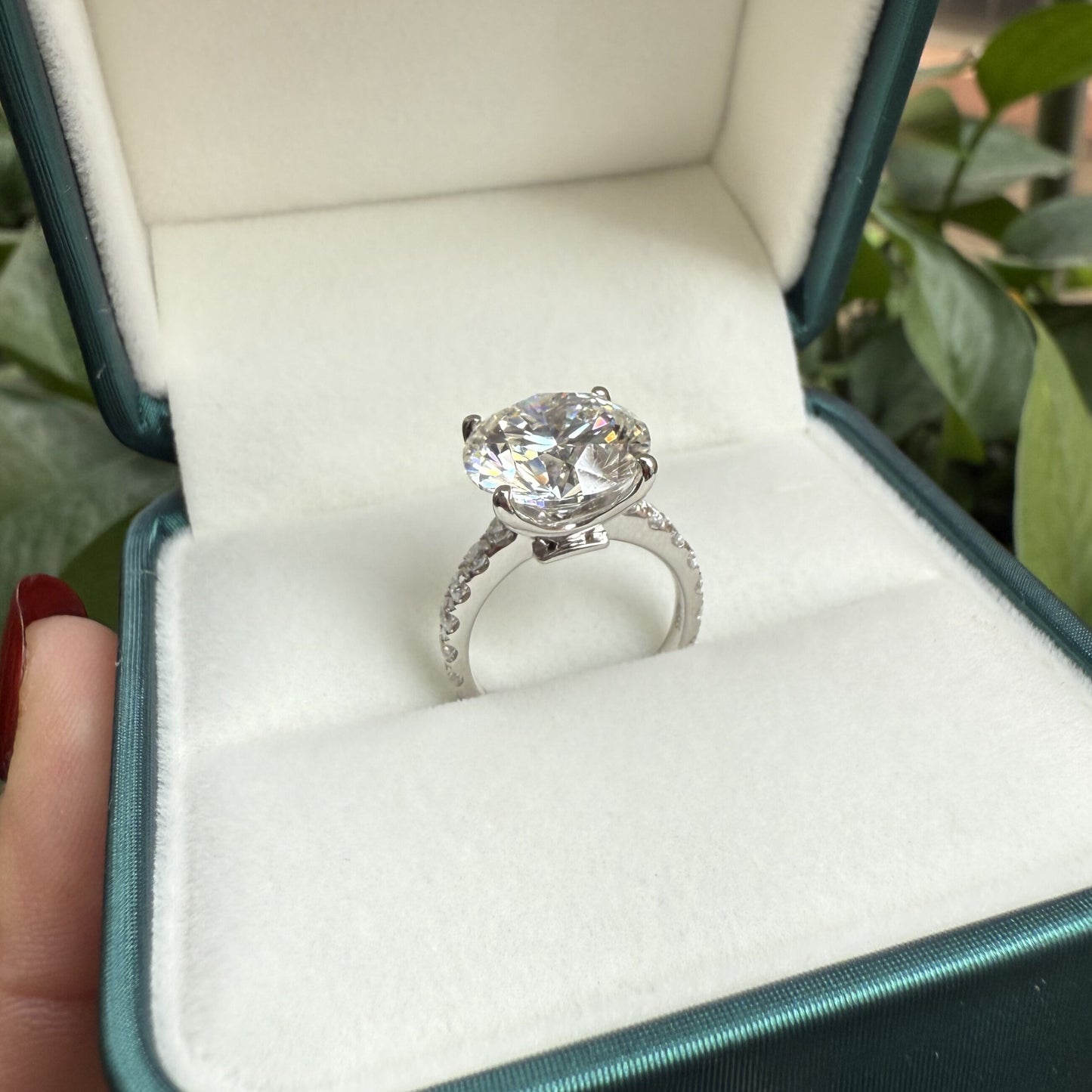 Pirmiana Jewelry Customized 14k White Gold 4ct Round shape Lab Grown Diamond Engagement Wedding Band Rings for Women