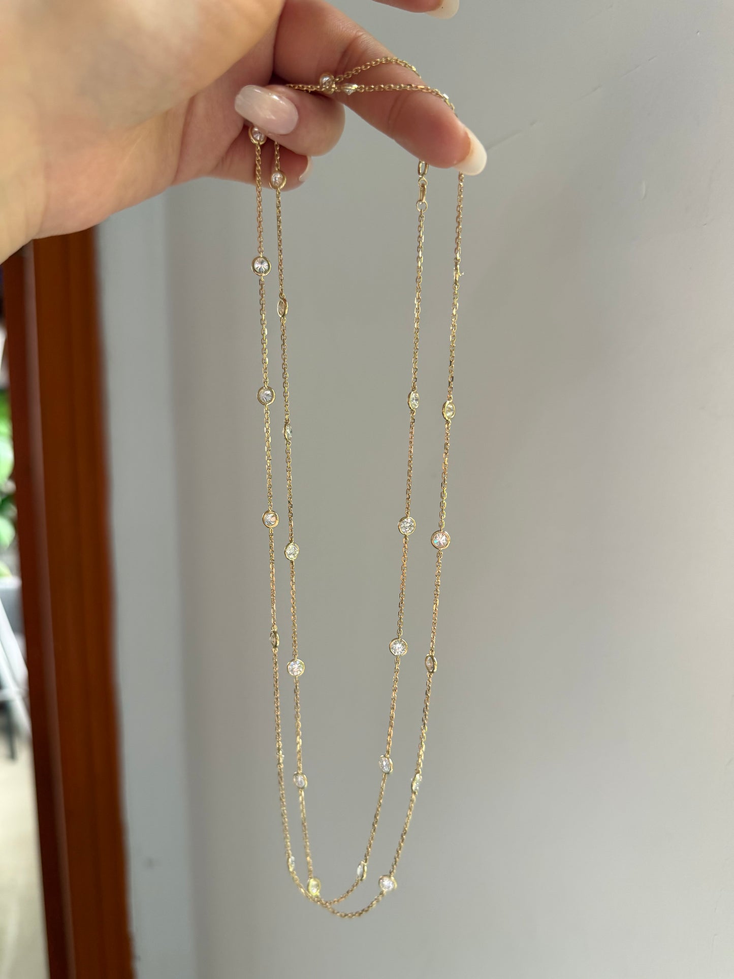 Pirmiana Jewelry Customized 14k Yellow Gold 4MM 0.25ct each Lab Grown Diamond Necklace for Women Party Gift