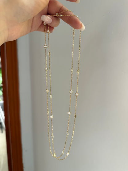Pirmiana Jewelry Customized 14k Yellow Gold 4MM 0.25ct each Lab Grown Diamond Necklace for Women Party Gift