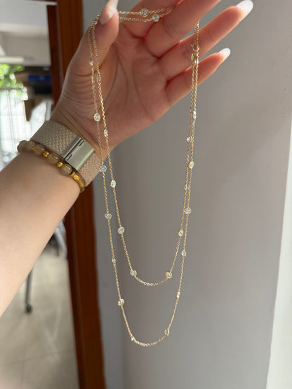 Pirmiana Jewelry Customized 14k Yellow Gold 4MM 0.25ct each Lab Grown Diamond Necklace for Women Party Gift