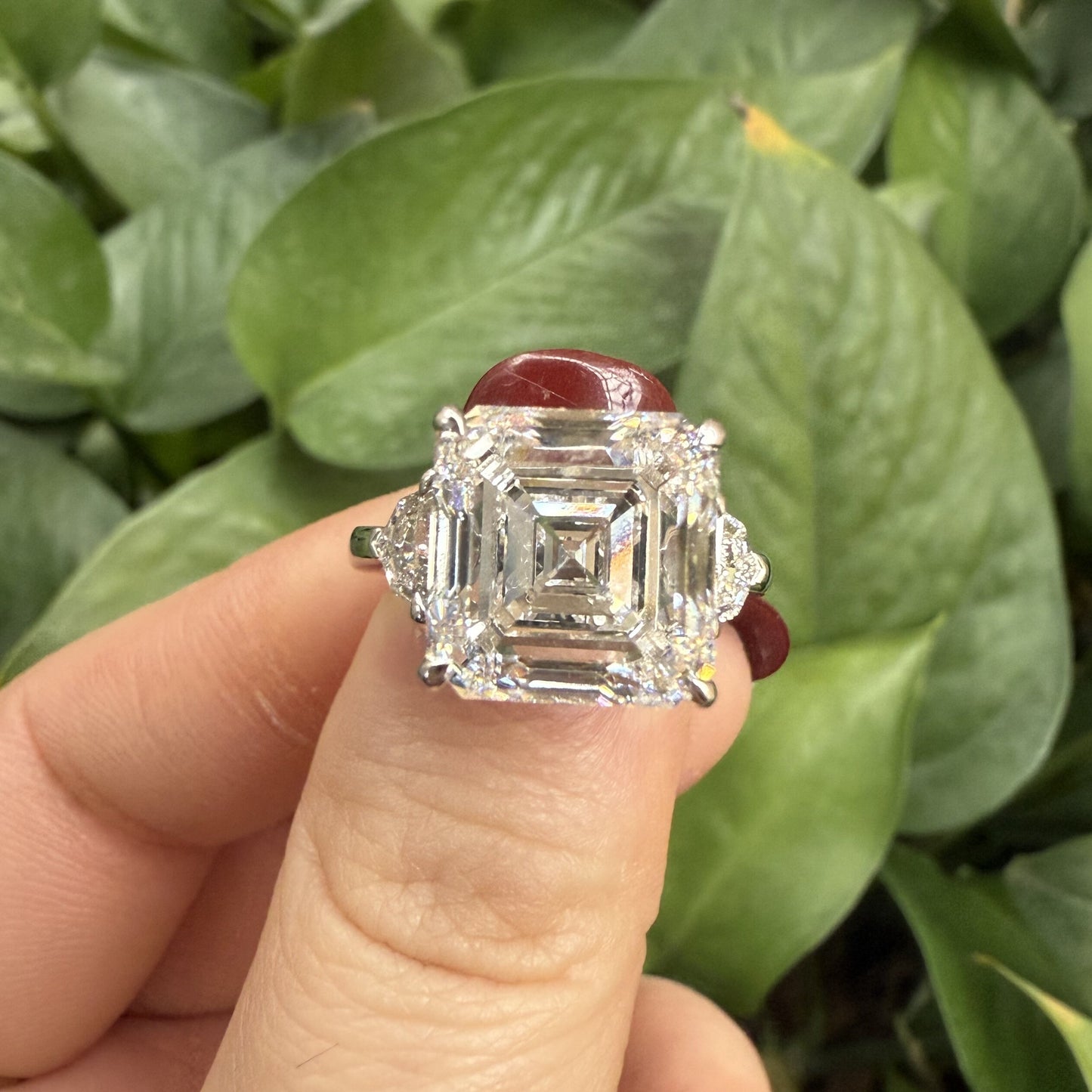 Pirmiana Jewelry Customized 18k White Gold 8ct Asscher Cut Lab Grown Diamond Engagement Wedding Band Rings for Women Fine Jewelry