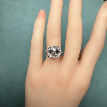 Pirmiana Jewelry Customized 18k White Gold 8ct Asscher Cut Lab Grown Diamond Engagement Wedding Band Rings for Women Fine Jewelry