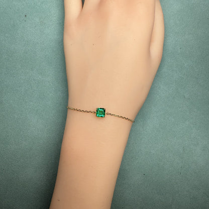Primiana 2025 New Classic Style 18K 6X6mm 0.8ct asscher cut Lab Grwon Emerlad Bracelet Girlfriend Gift