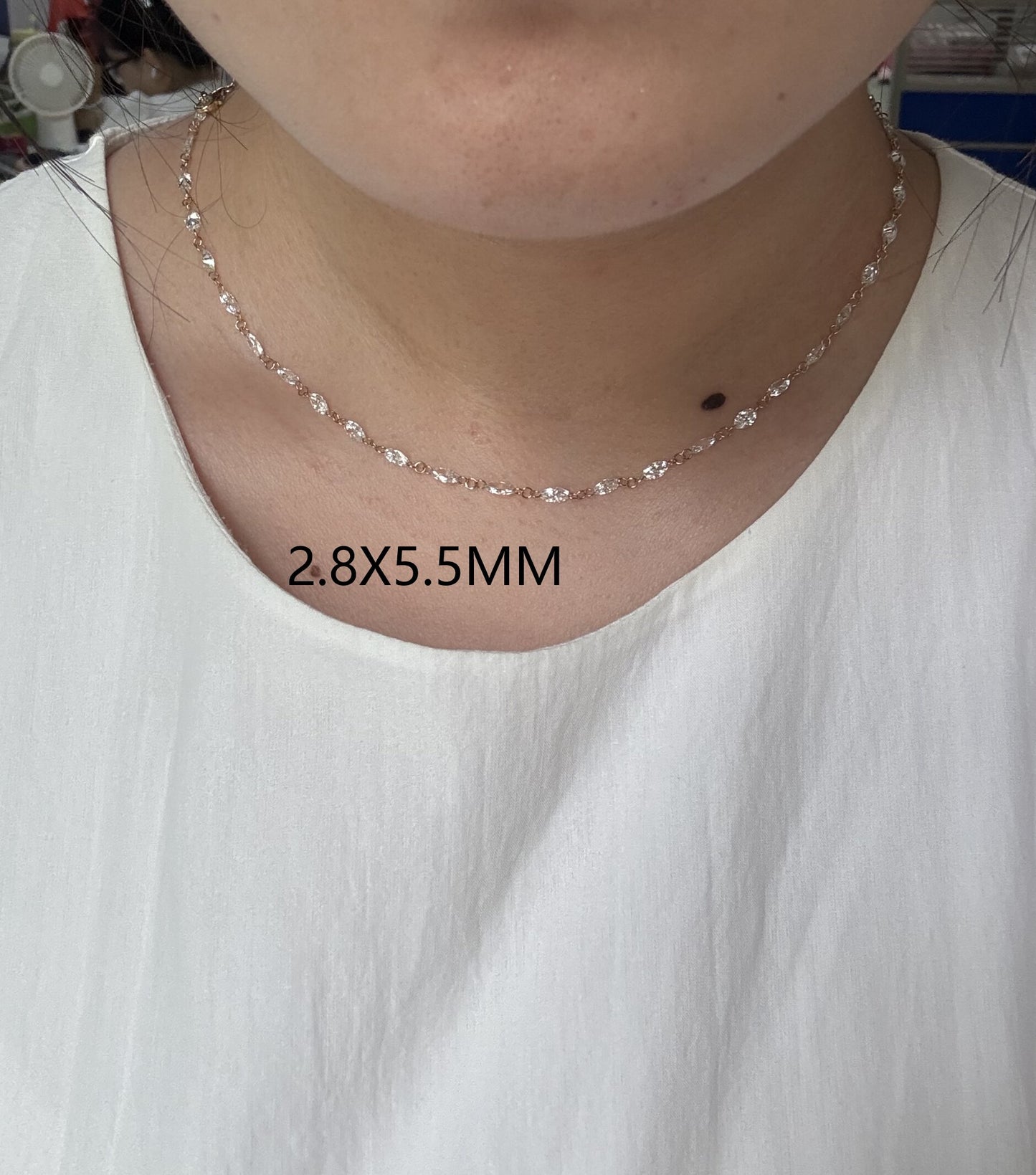 Pirmiana Jewelry Customized 14k Yellow Gold 2.5X4.5MM  0.1ct each marquist Lab Grown Diamond Necklace for Women Party Gift
