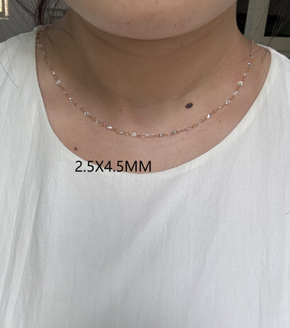 Pirmiana Jewelry Customized 14k Yellow Gold 2.5X4.5MM  0.1ct each marquist Lab Grown Diamond Necklace for Women Party Gift