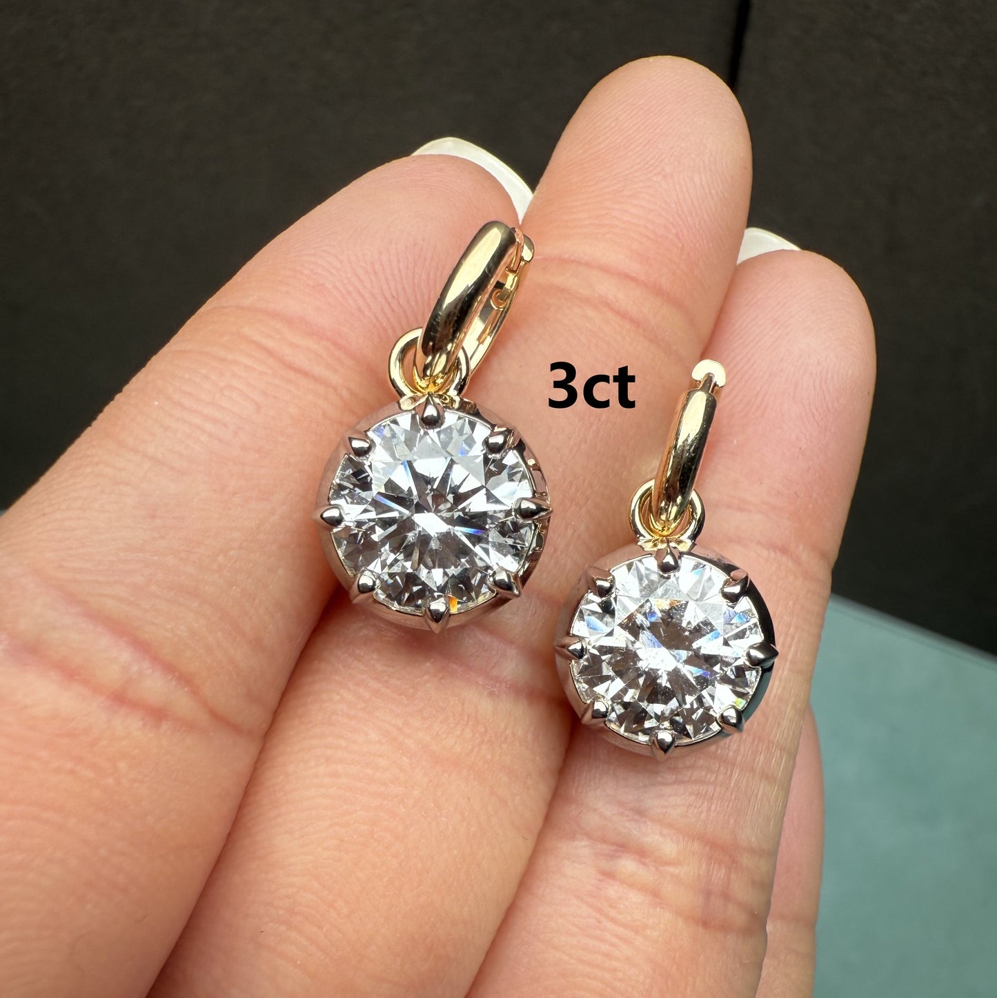 Pirmiana Custom Design 14K Yellow Gold Earrings for Women 2ct CVD Lab Grown Diamond Jewelry