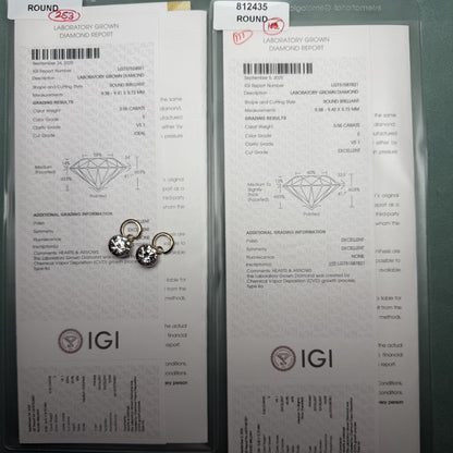 Pirmiana Custom Design 14K Yellow Gold Earrings for Women 2ct CVD Lab Grown Diamond Jewelry