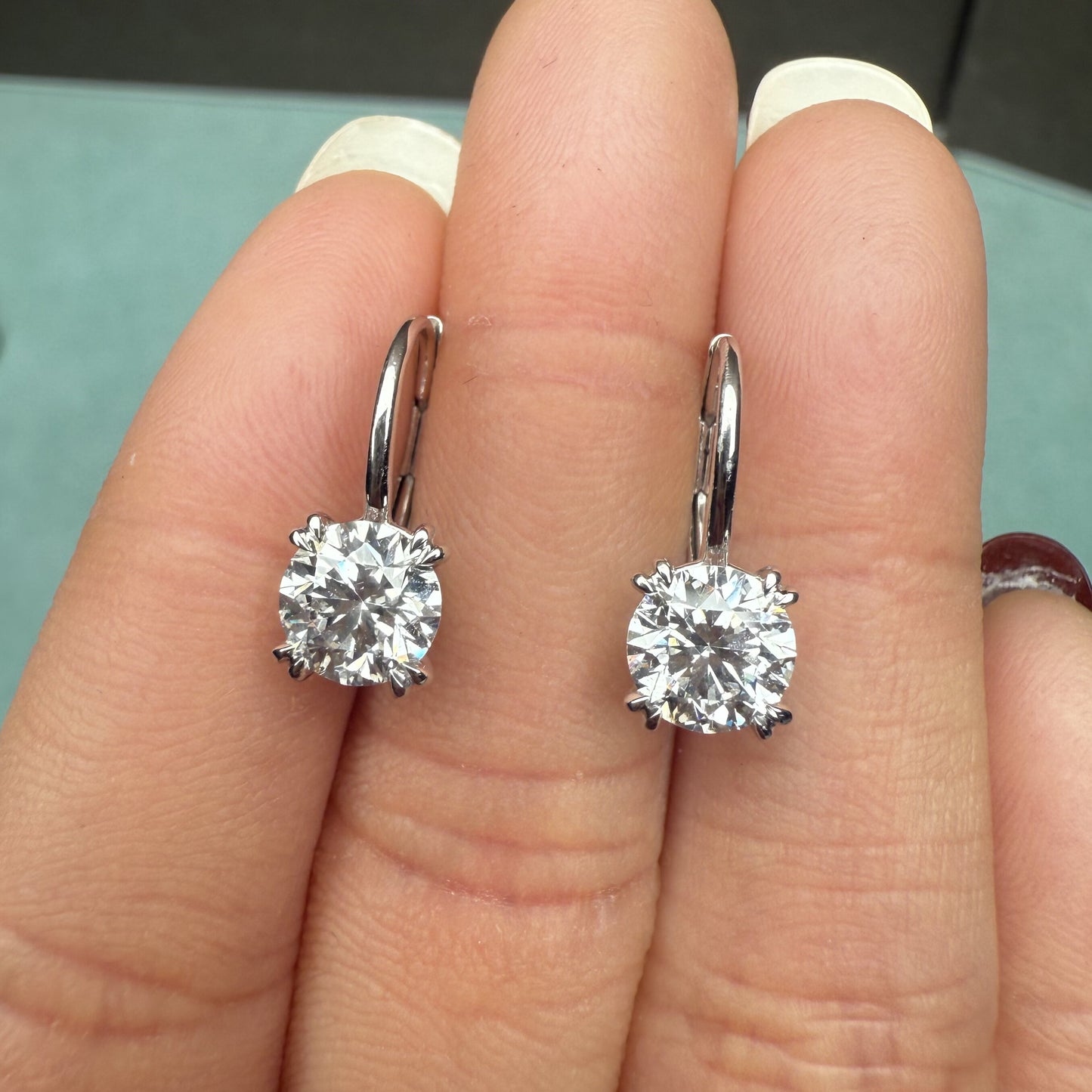 Pirmiana Custom Design Platinum Earrings for Women 1ct Each CVD Lab Grown Diamond Jewelry